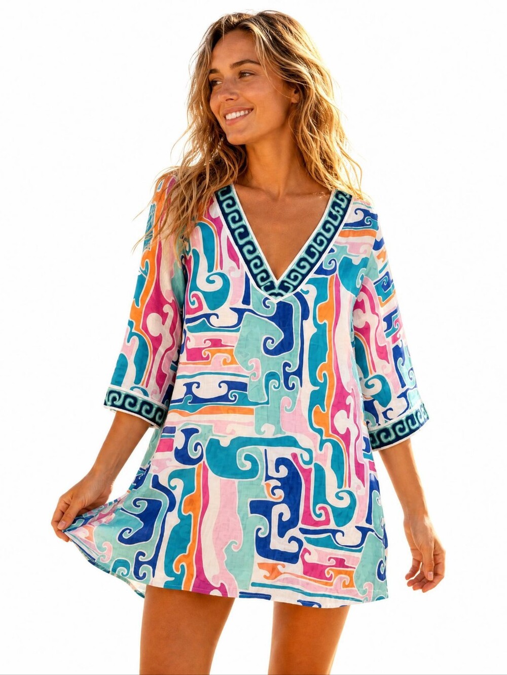 Trina Turk Small Cotton Silk Resort Swim Cover Up Tunic Beach Coverup